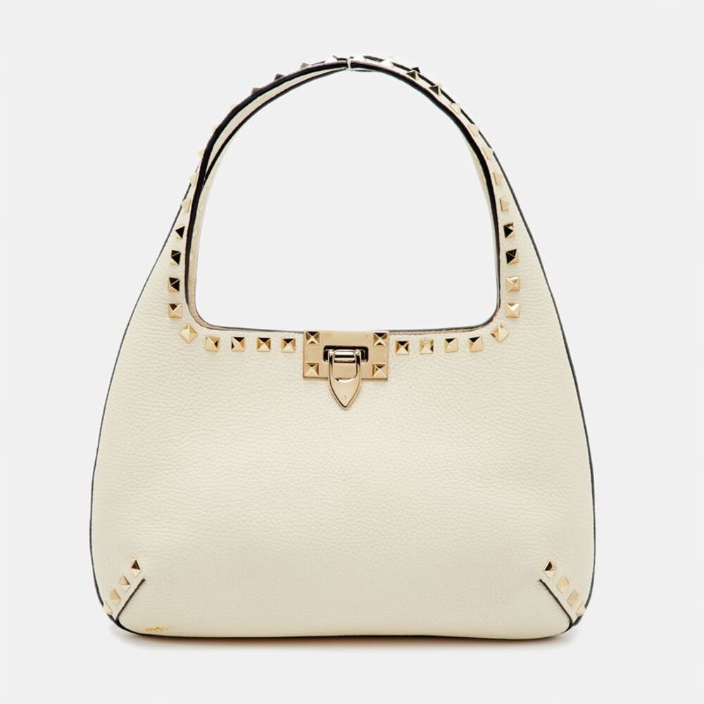 Valentino Rockstud Cream Leather Hobo - Picture 1 of 7
